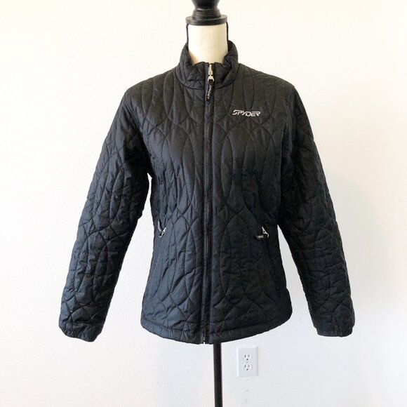SPYDER Black Quilted Zip Up Nylon Winter Jacket Coat Womens 12 - Picture 1 of 9